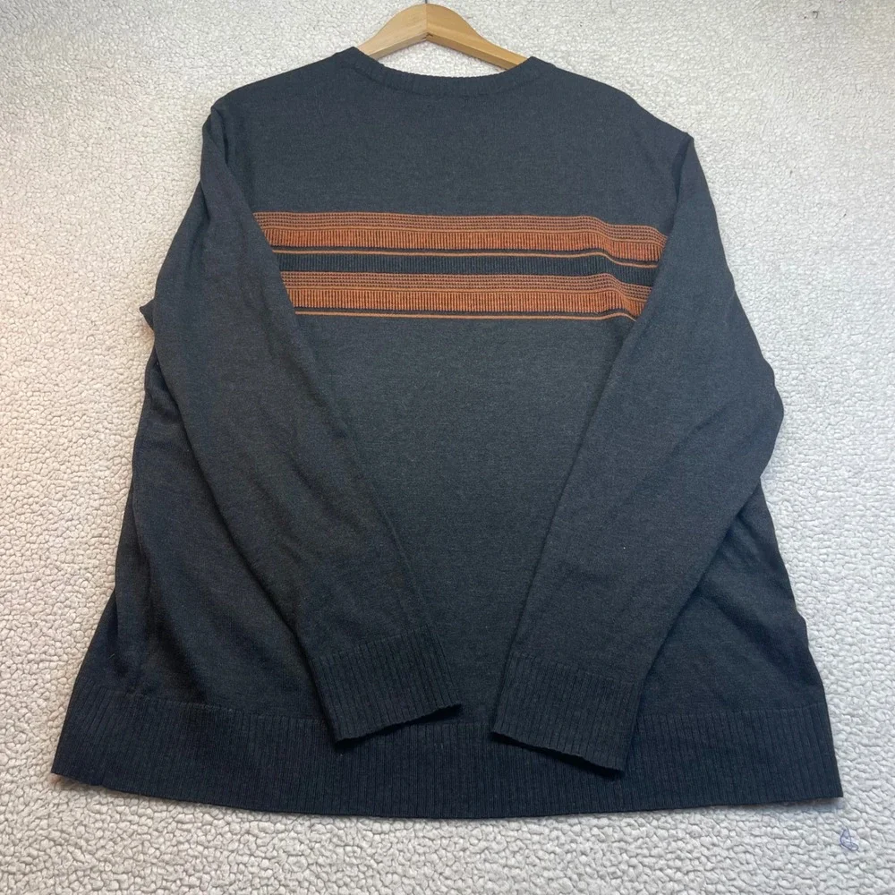 Smartwool Sweater Mens XL Charcoal Orange Stripe Crewneck Wool Blend SW016474